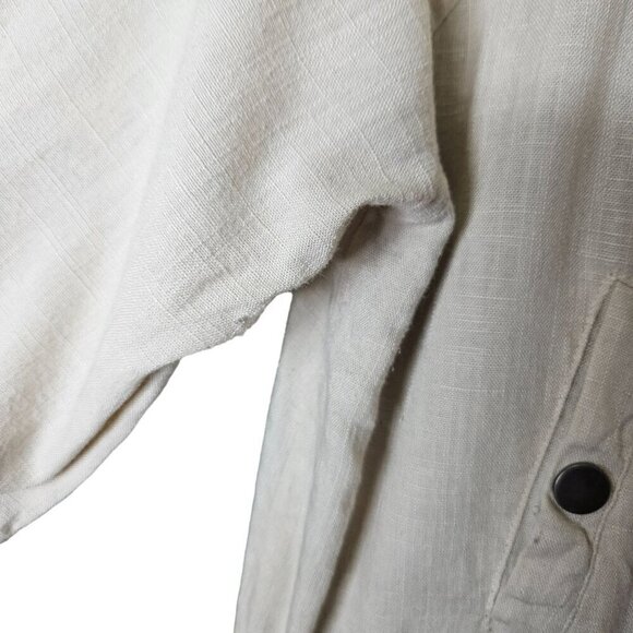 Blu Pepper anthropologie Two-Tone Linen-Blend Jacket With Drawstring Waist Sz‎ L - Picture 4 of 14